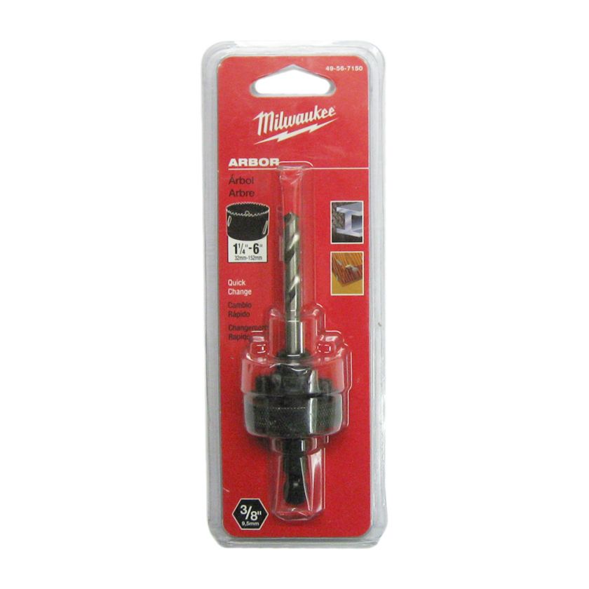 MILWAUKEE 49 56 7150 Quick Change Hole Saw Arbor 3/8 Hex Shank 