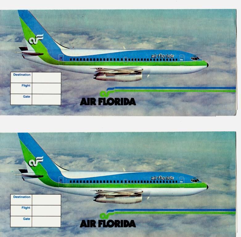   FLORIDA Airline Ticket Jackets Duo  1981  Boeing 737 & Logo   USA