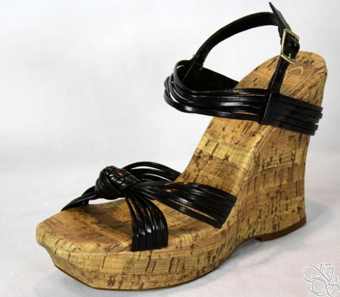 JESSICA SIMPSON Brisa Black Wedge Heels Womens Shoes  
