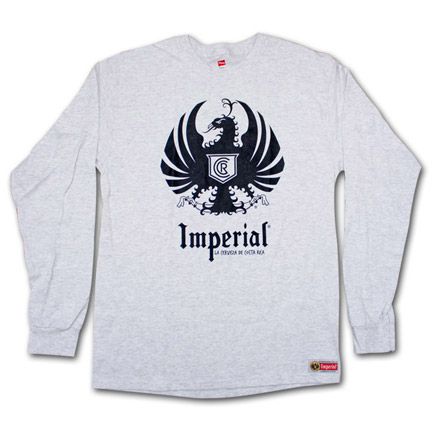 Imperial Cerveza Long Sleeve Heather Grey Graphic Tee Shirt  
