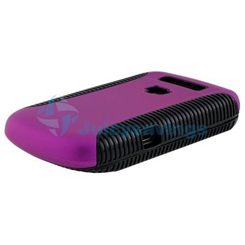 Black Purple Hybrid Hard Case+Privacy LCD+Cable For Blackberry Torch 