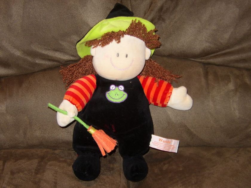 Russ Berry Wanda Witch Plush Doll Green Frog Broom Hat  