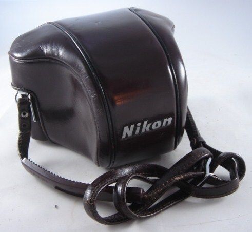 Nikon Nippon Kogaku brown leather fitted camera case with strap  