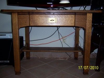 Antique Mission Solid Oak Library Table  