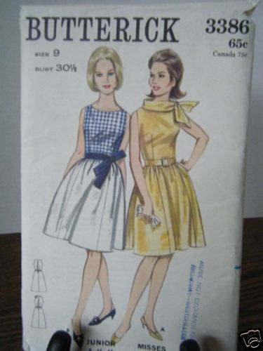 Vintage Butterick Pattern 3386 DIRNDL SKIRTED DRESS Jr9  