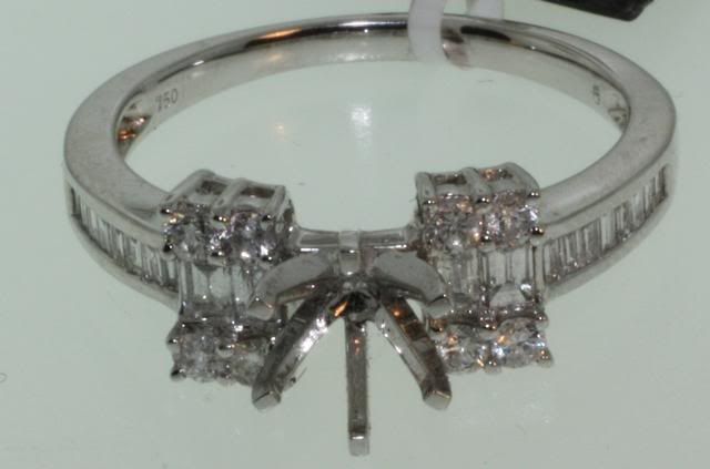 18K white gold semi mount diamond ring vintage estate  
