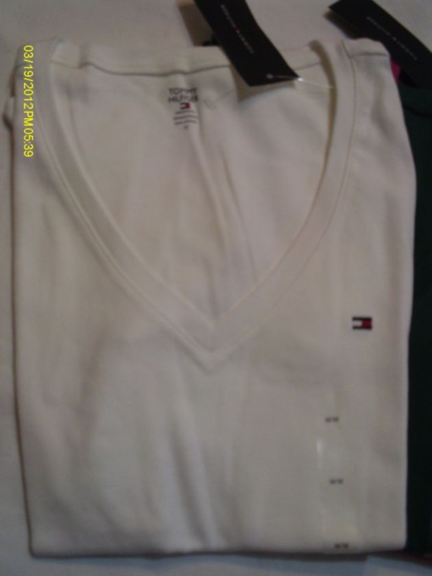Tommy Hilfiger NWT Womens Short Sleeve V Neck Tee Shirt XS S M L 