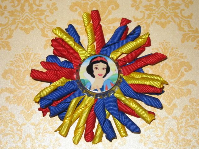 NEW SNOW WHITE Girls Korker Ribbon Hairbow Bow Clip Clippie Disney 