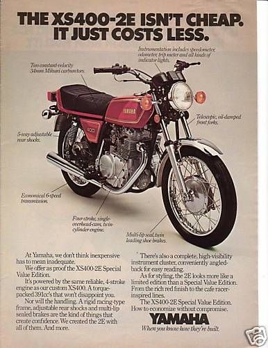 1978 Yamaha XS400 2E Motorcycle Ad   