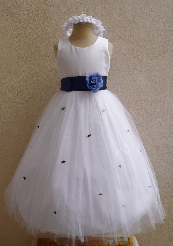   NAVY BLUE PAGEANT PARTY FLOWER GIRL DRESS S M L XL 2 4 6 8 10 12 14