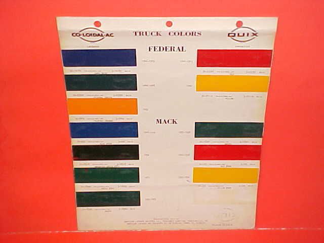   FEDERAL MACK REO WHITE TRUCK PAINT CHIPS COLOR CHART BROCHURE 46 56