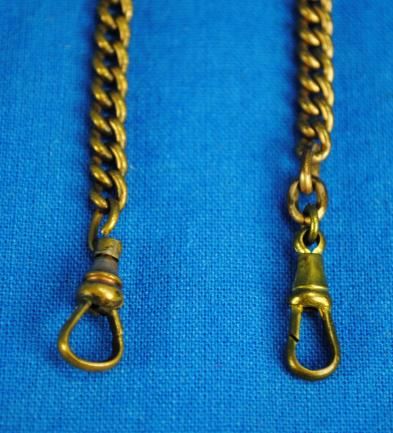   Old Vintage Double Watch Chain Fob Anchor Logo 16 Brass  