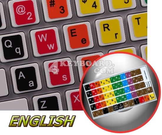 LEARNING ENGLISH COLORED KEYBOARD STICKER (LOWER&UPPER)  